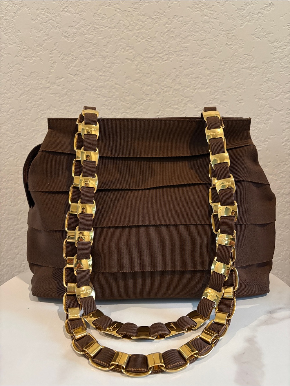 Salvatore Ferragamo Brown Chain-Handle Women’s Shoulder Bag